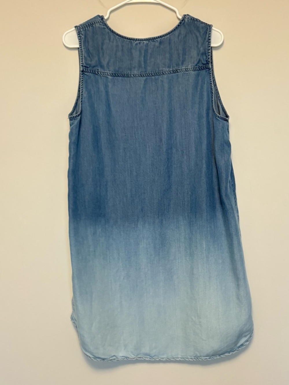 Beach Lunch Lounge Large Denim Shift Dress Lyocell Sleeveless Western Coastal - Picture 6 of 9